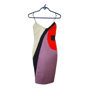 Color-block mesh cutout dress